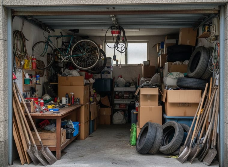 Vollgestellte Garage